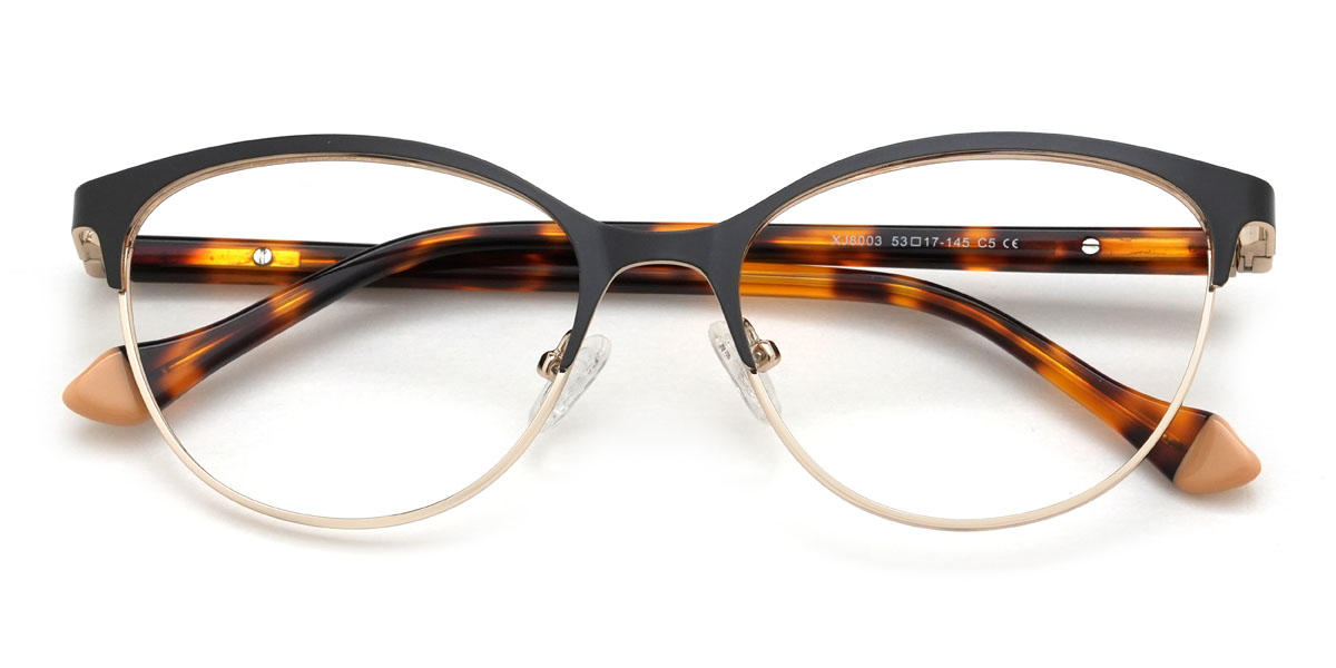 Gold Schwarz Charley Brille - Oval Glasses