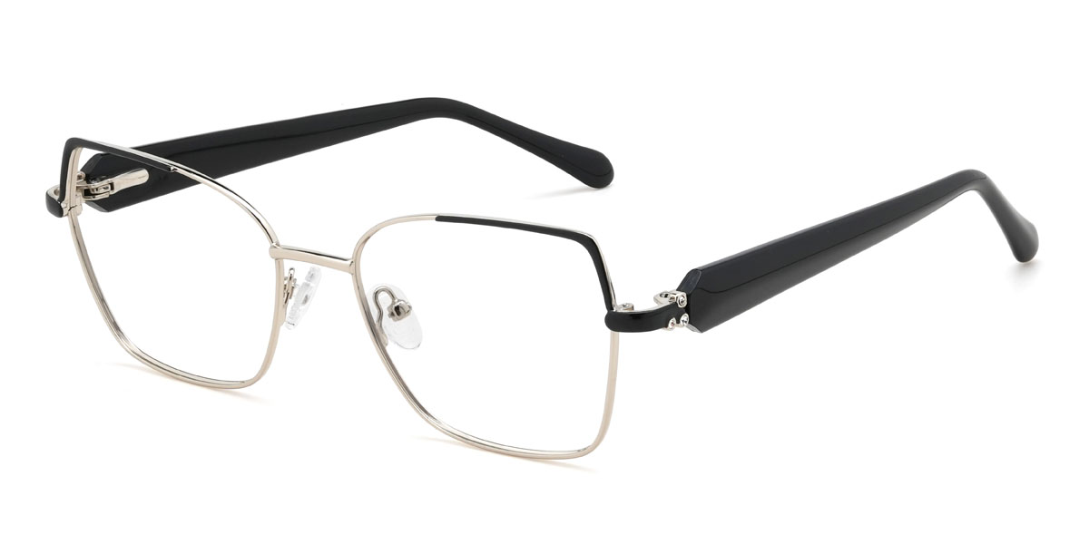 Noir Argent Jayceon Lunettes - Rectangle Glasses