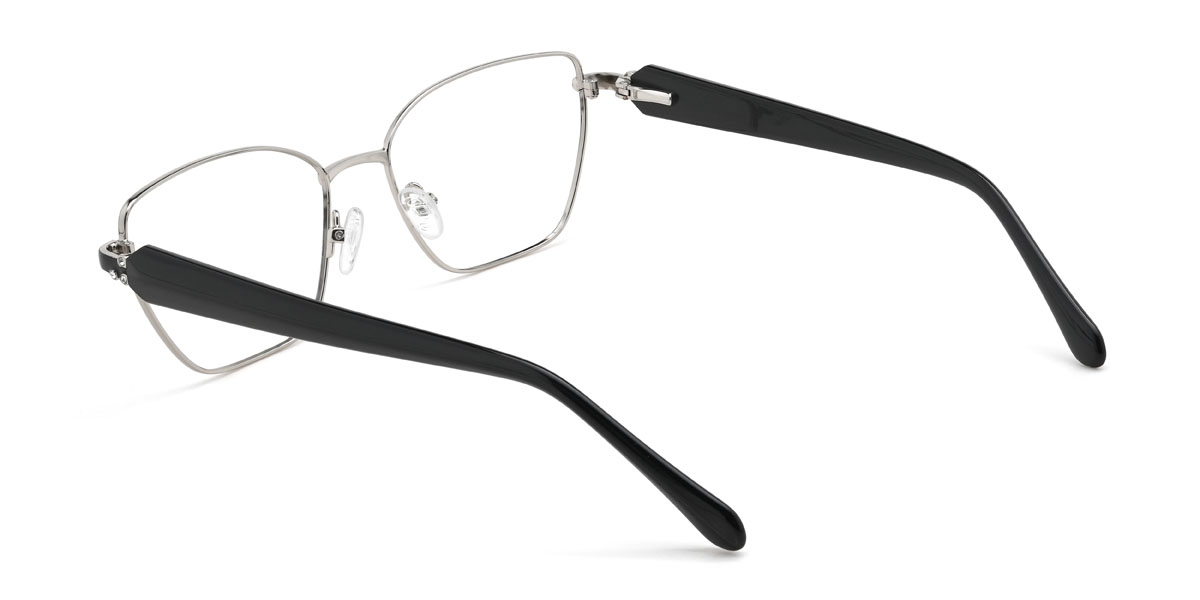 Schwarz Silber Greta Brille - Cat Eye Glasses