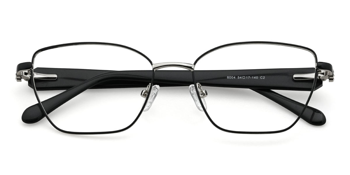 Schwarz Silber Greta Brille - Cat Eye Glasses