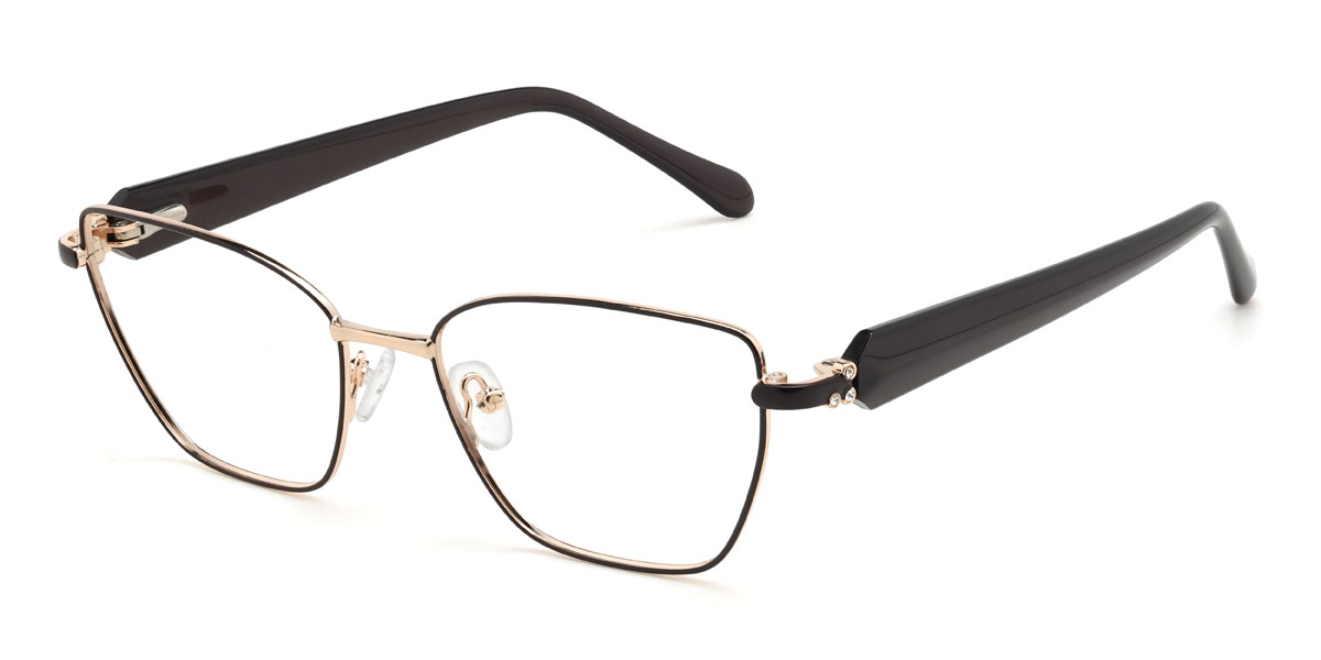 Gold Schwarz Greta Brille - Cat Eye Glasses