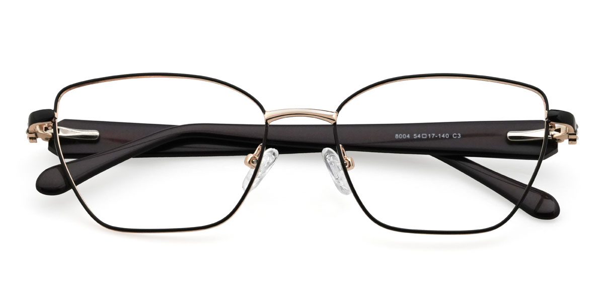 Gold Schwarz Greta Brille - Cat Eye Glasses