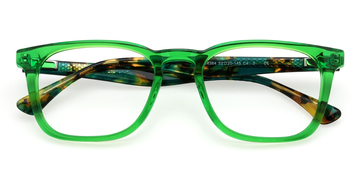 Green Layton Glasses - Rectangle Glasses