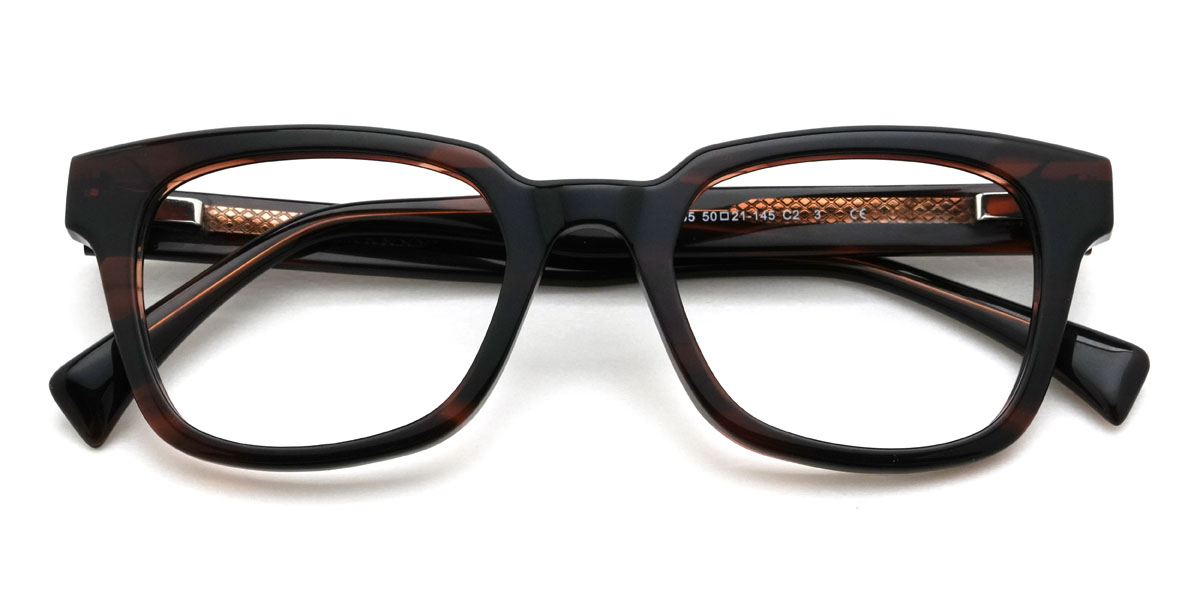 Schwarz Holzmaserung Aleena Brille - Rectangle Glasses