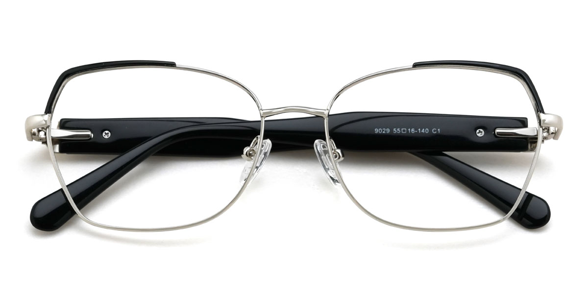 Schwarz Silber Alanna Brille - Rectangle Glasses
