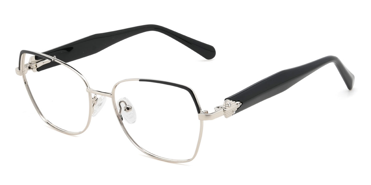 Schwarz Silber Alanna Brille - Rectangle Glasses