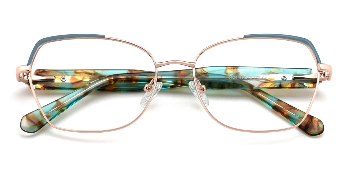 Gold Cyan Alanna Glasses - Rectangle Glasses