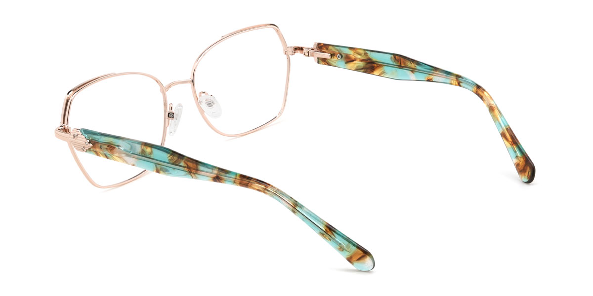Gold Cyan Alanna Glasses - Rectangle Glasses