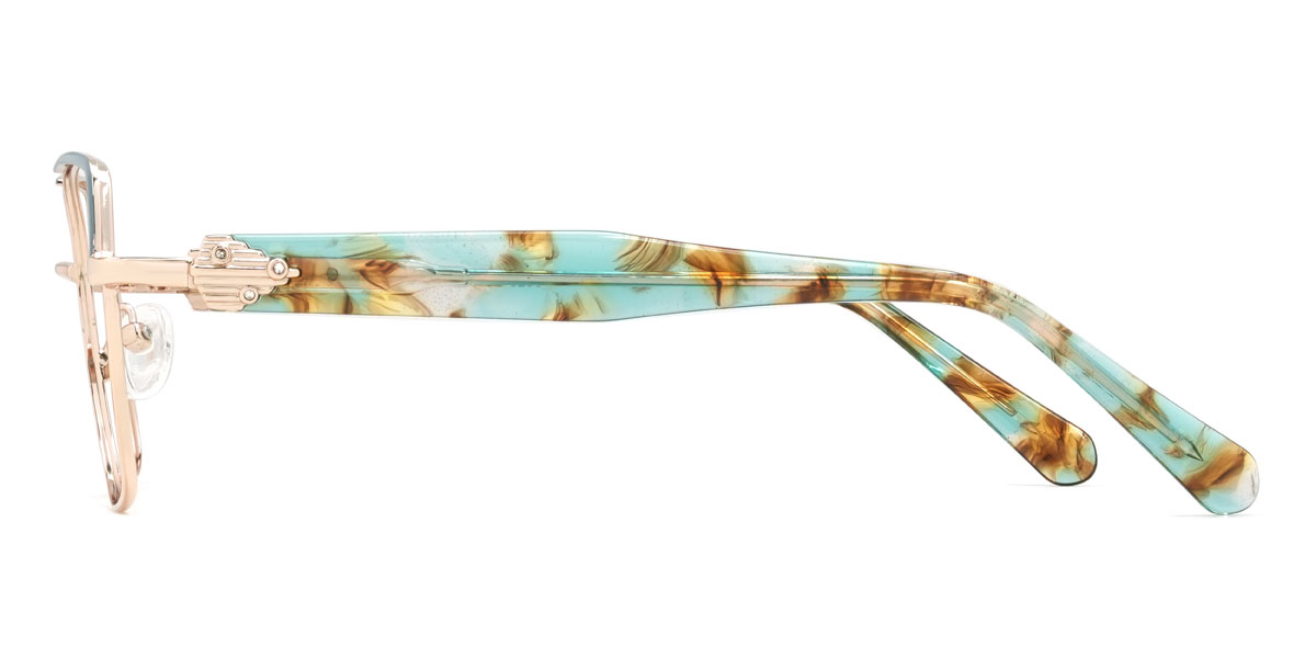 Gold Cyan Alanna Glasses - Rectangle Glasses
