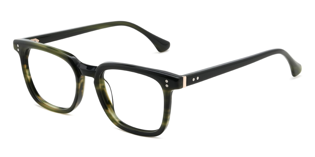 Green Tortoiseshell Mustafa Glasses - Rectangle Glasses