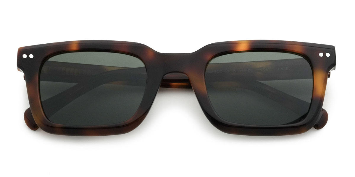 Écaille de tortue Vert foncé Aadhya Lunettes - Rectangle Sunglasses