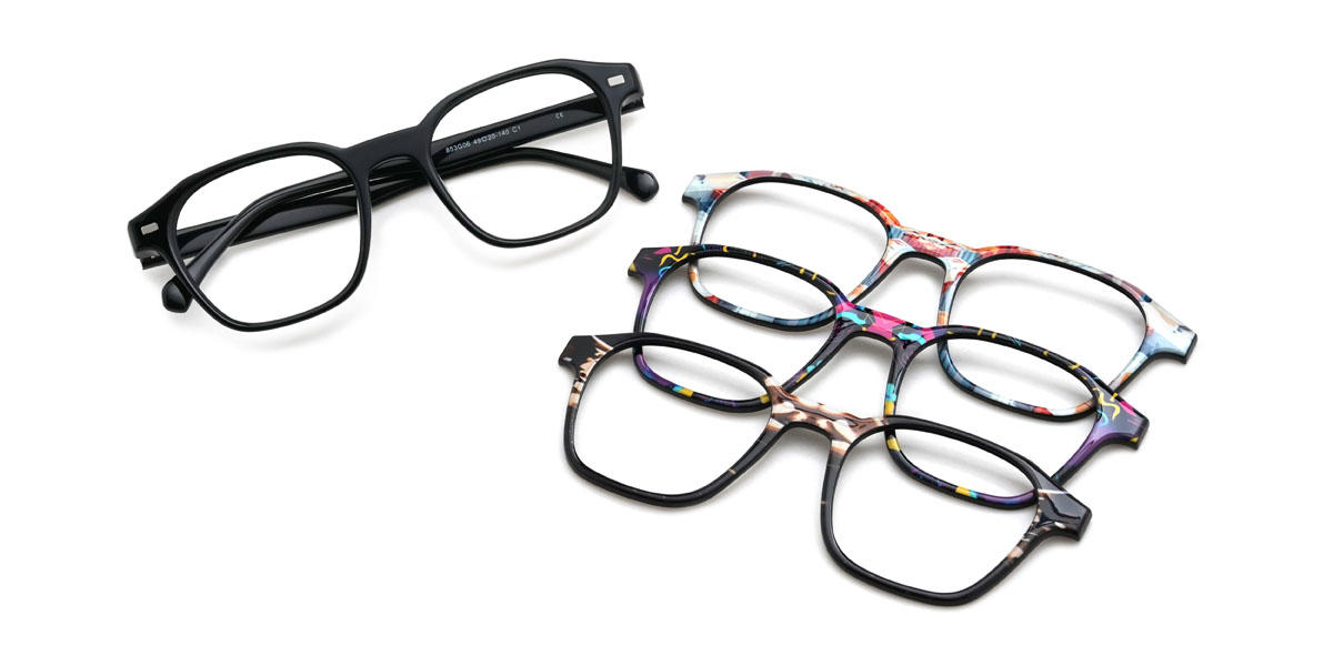 Noir Marcos Lunettes - Square Clip-On Sunglasses
