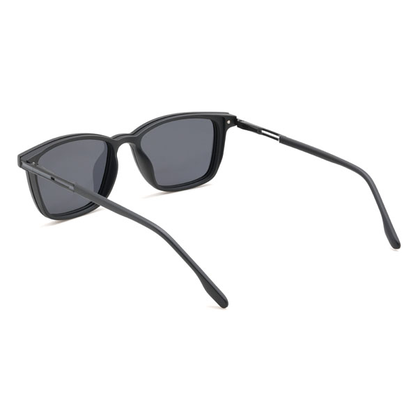 Noir Kamiyah Lunettes - Rectangle Clip-On Sunglasses