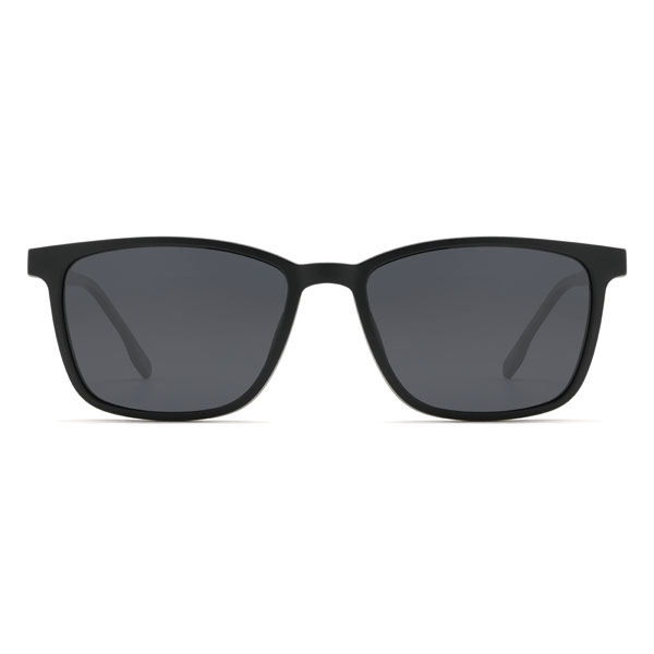 Noir Kamiyah Lunettes - Rectangle Clip-On Sunglasses