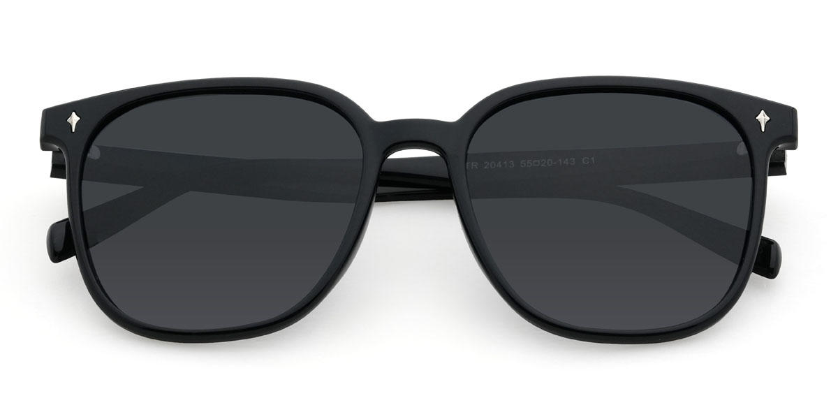 Noir Gris Elina Lunettes - Square Sunglasses
