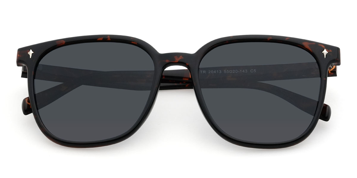Écaille de tortue Gris Elina Lunettes - Square Sunglasses