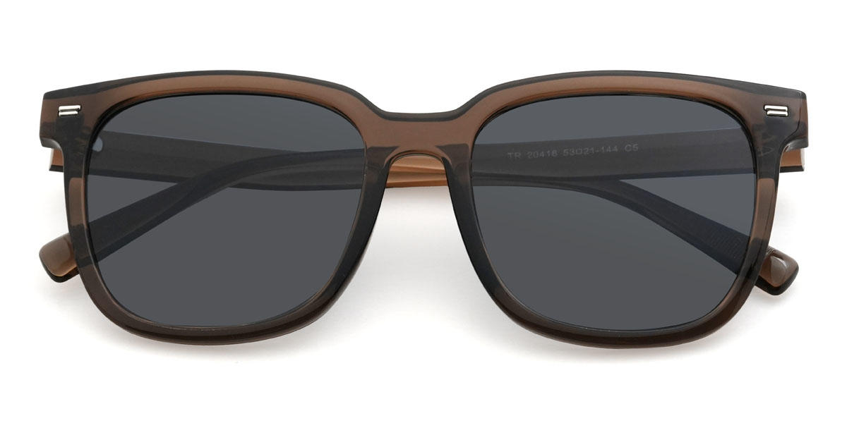 Marron Gris Yahia Lunettes - Square Sunglasses