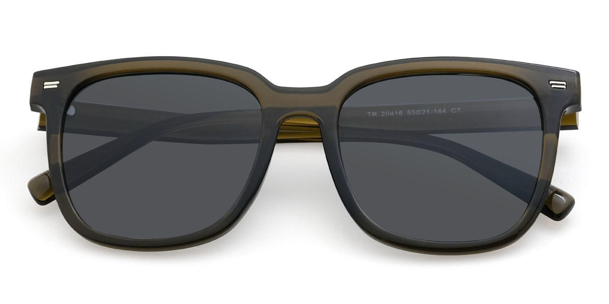 Olive Vert Gris Yahia Lunettes - Square Sunglasses