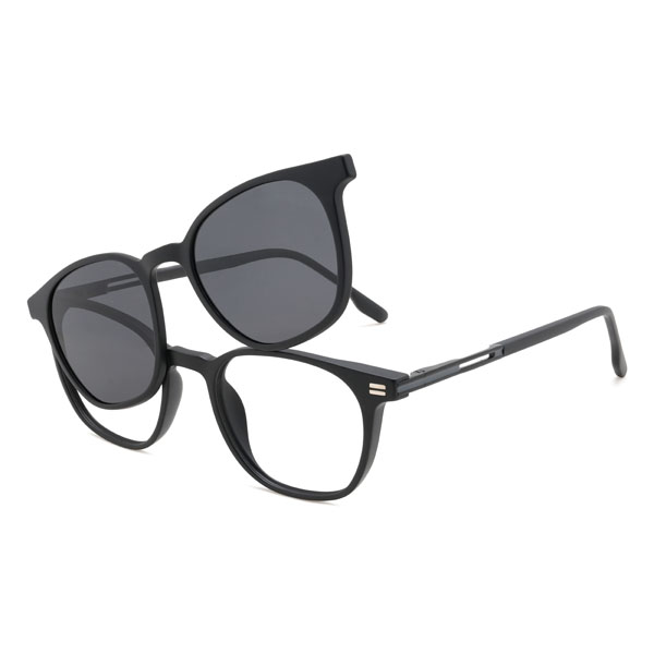 Noir Brycen Lunettes - Rectangle Clip-On Sunglasses