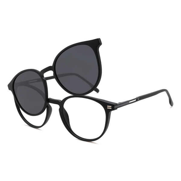 Noir Abram Lunettes - Oval Clip-On Sunglasses