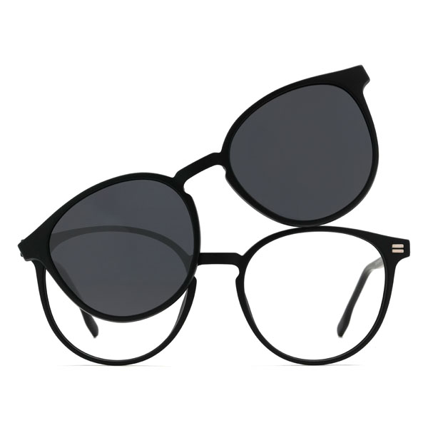 Noir Abram Lunettes - Oval Clip-On Sunglasses