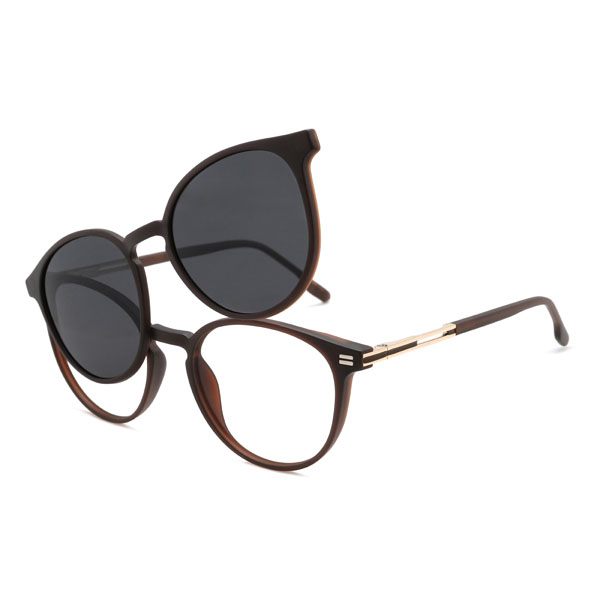 Marron Abram Lunettes - Oval Clip-On Sunglasses