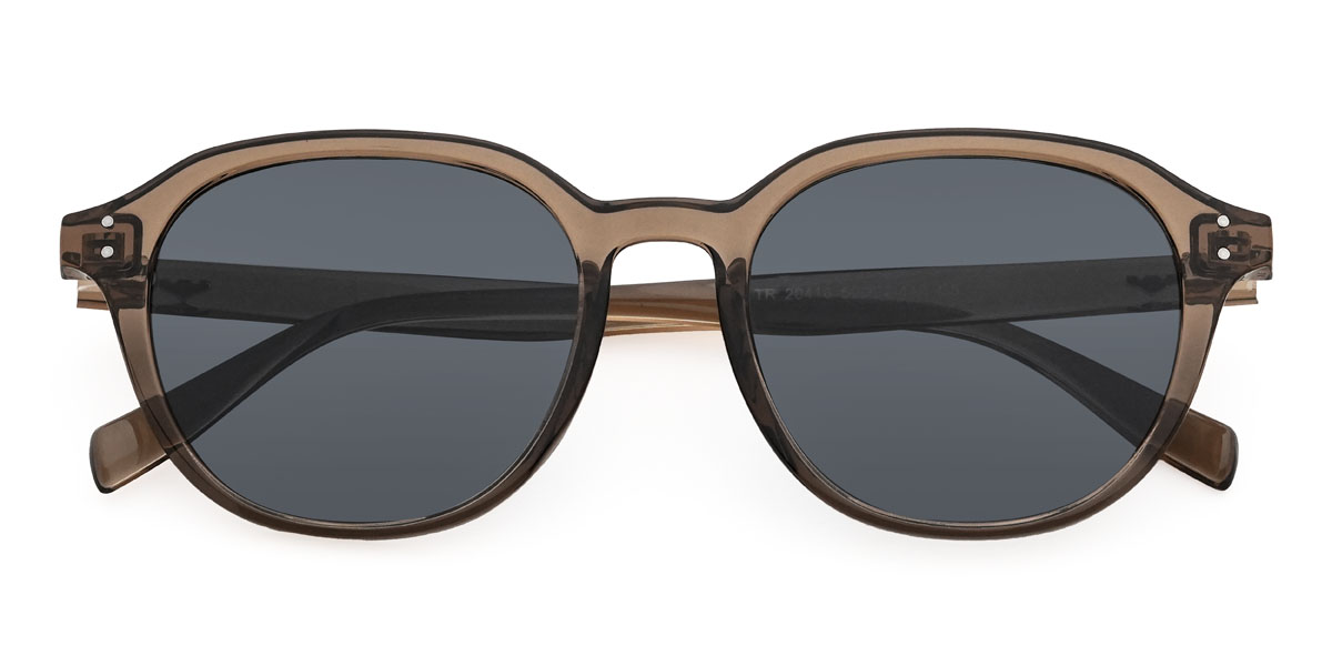 Marron Gris Reyansh Lunettes - Oval Sunglasses