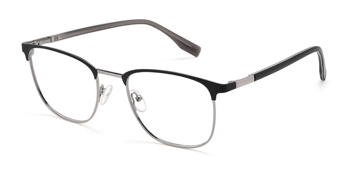 Black Silver Amias Glasses - Square Glasses