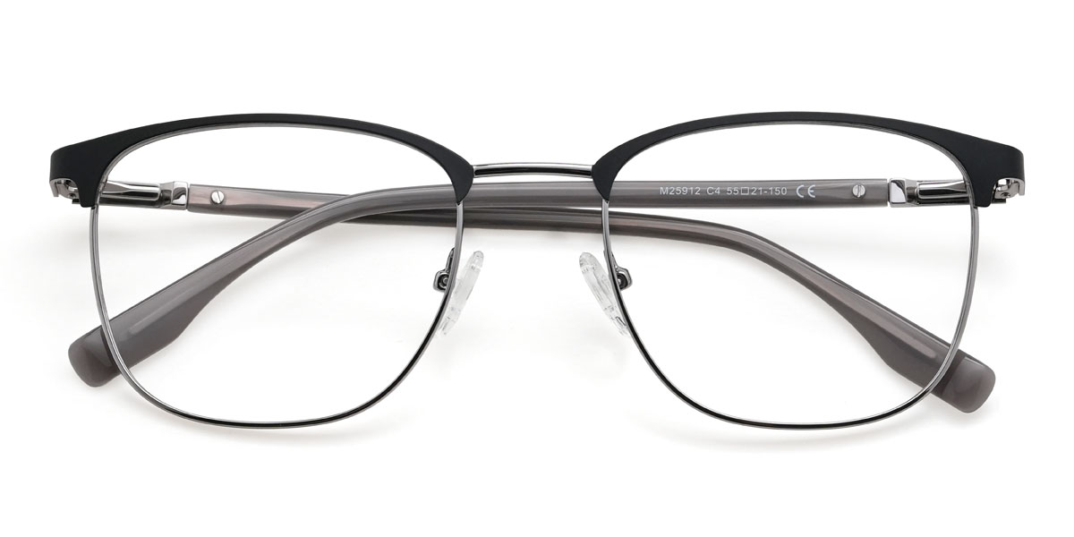 Black Silver Amias Glasses - Square Glasses