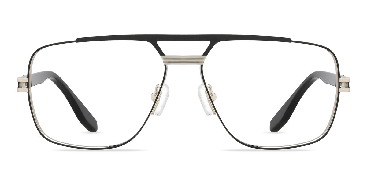 Black Silver Landyn Glasses - Aviator Glasses