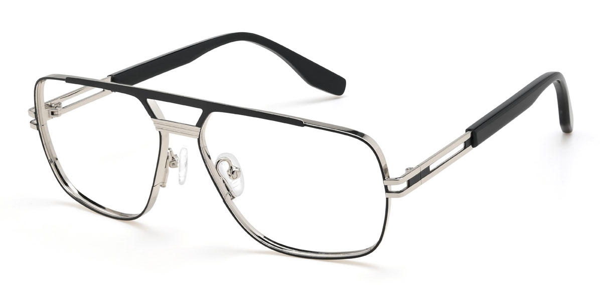 Black Silver Landyn Glasses - Aviator Glasses