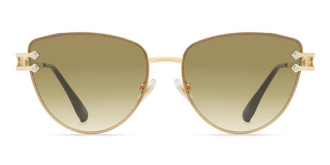 Zlatá Postupne zelená Jacia - Cat Eye Sunglasses