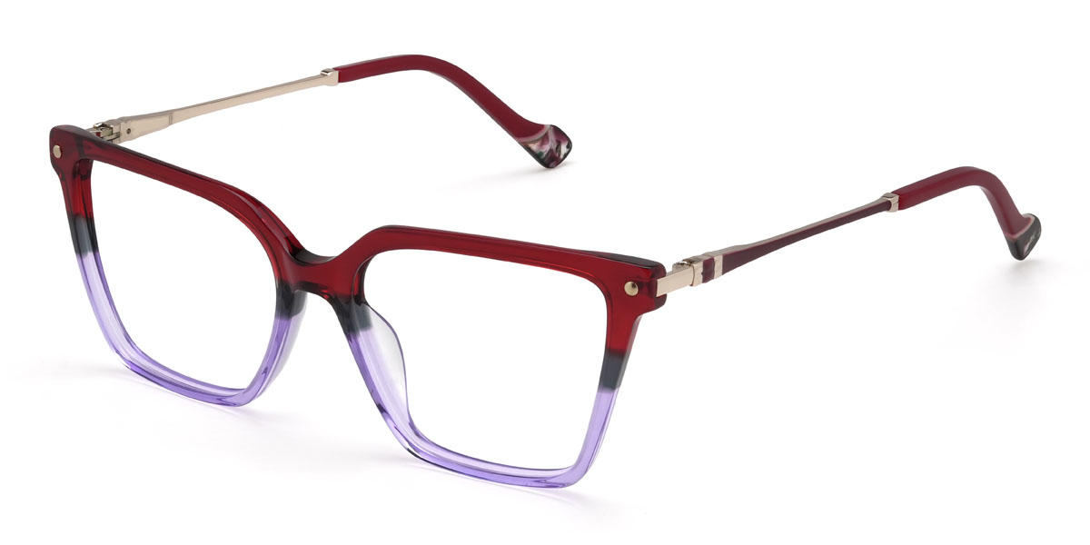 Red Purple Oaklynn Glasses - Rectangle Glasses