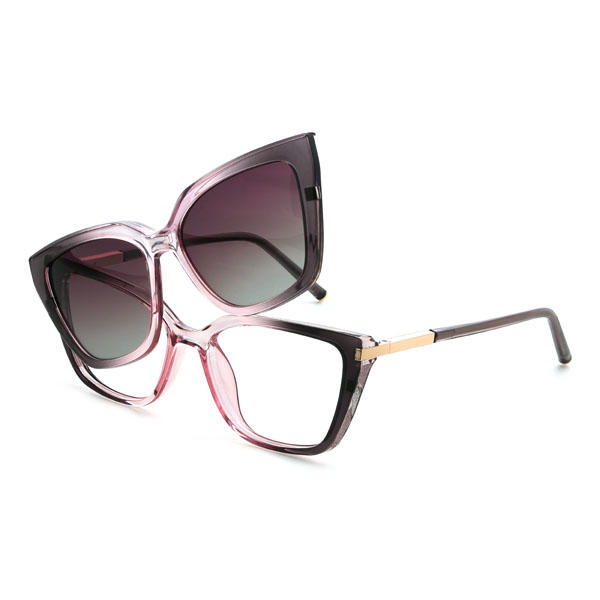 Grau Rosa Jaelyn Brille - Cat Eye Clip-On Sunglasses
