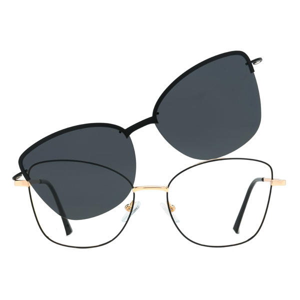 Gold Schwarz Melani Brille - Cat Eye Clip-On Sunglasses