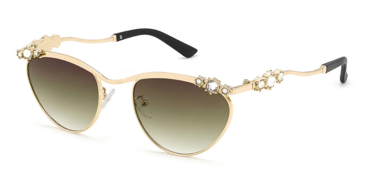 Gold Braun Grün Navia Brille - Cat Eye Sunglasses