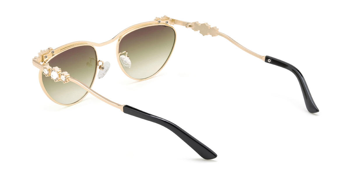 Gold Braun Grün Navia Brille - Cat Eye Sunglasses