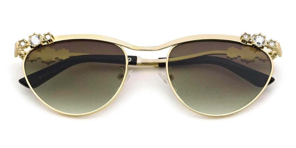 Gold Braun Grün Navia Brille - Cat Eye Sunglasses