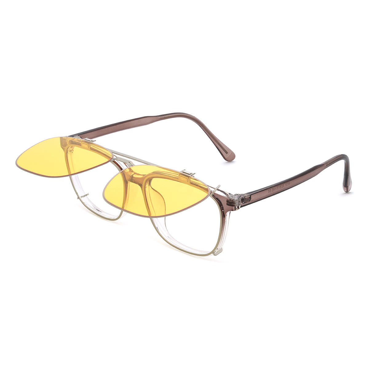 Silver Yellow Brodie Glasses - Rectangle Clip-On Sunglasses