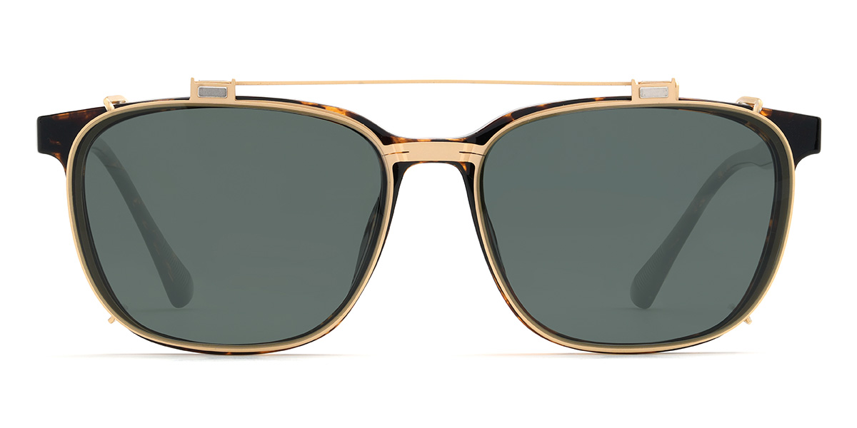 Gold Dunkelgrün Brodie Brille - Rectangle Clip-On Sunglasses