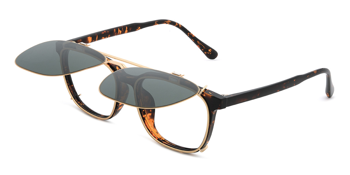 Gold Dunkelgrün Brodie Brille - Rectangle Clip-On Sunglasses