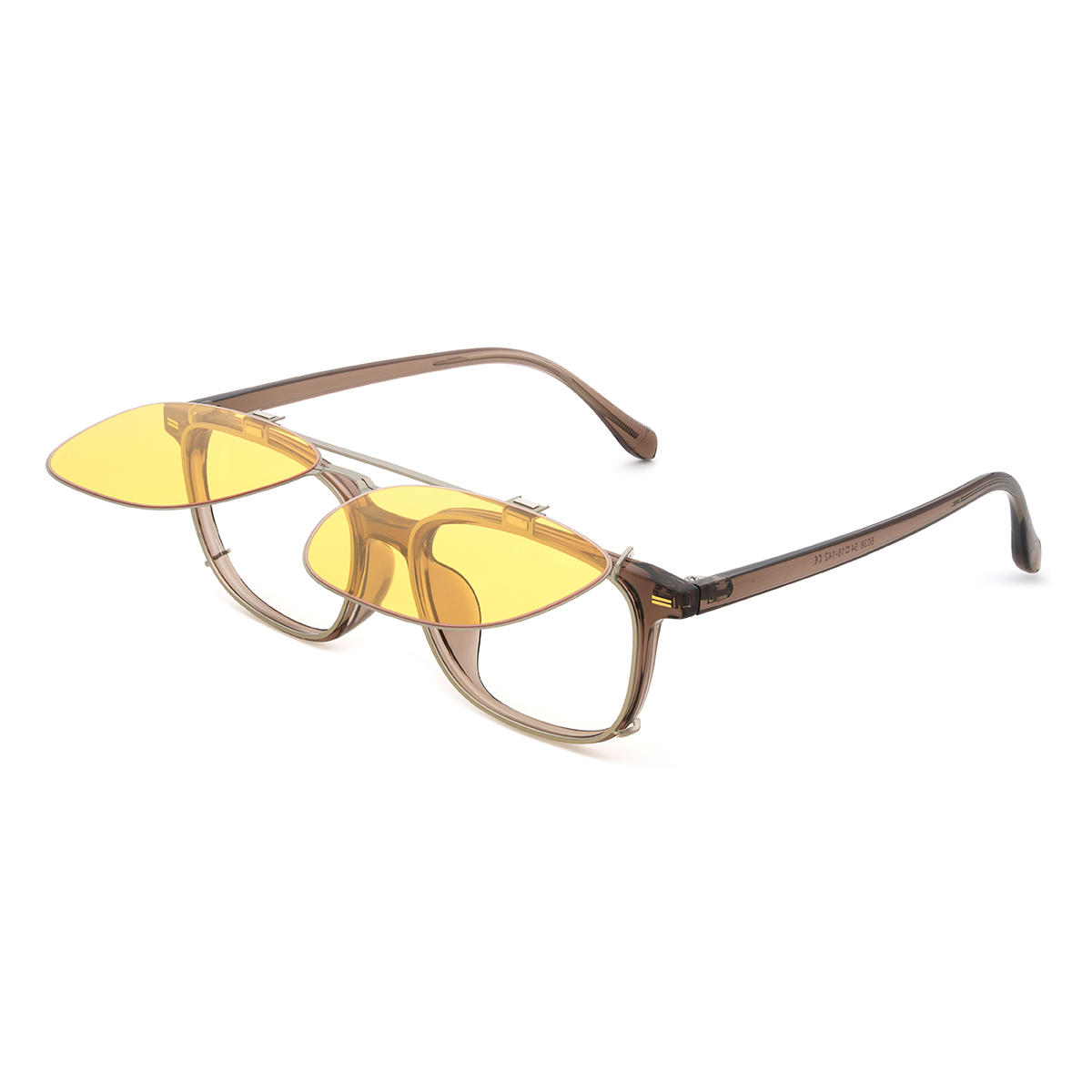 Silver Yellow Alvaro Glasses - Rectangle Clip-On Sunglasses