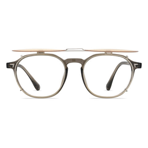 Silver Yellow Saeed - Oval Clip-On Sunglasses