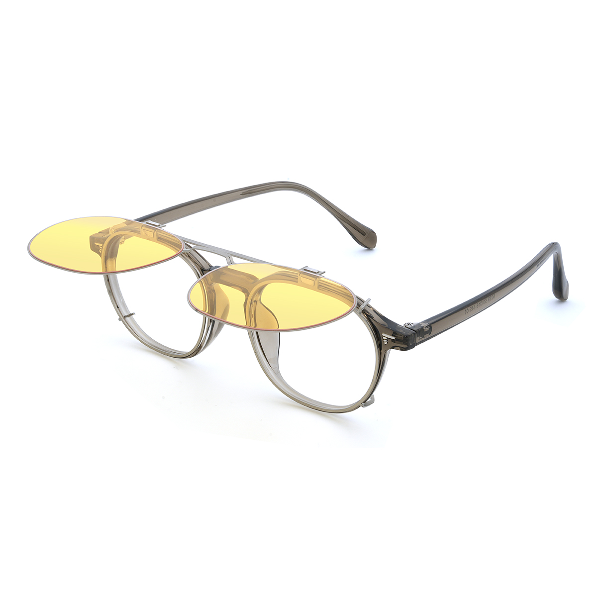 Silver Yellow Saeed Glasses - Oval Clip-On Sunglasses