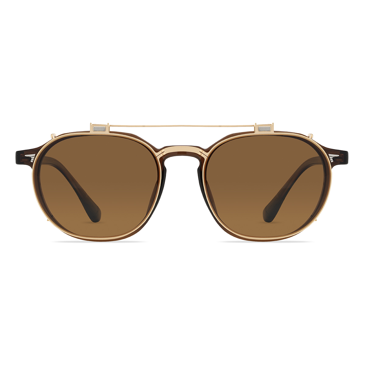 Gold Braun Saeed Brille - Oval Clip-On Sunglasses