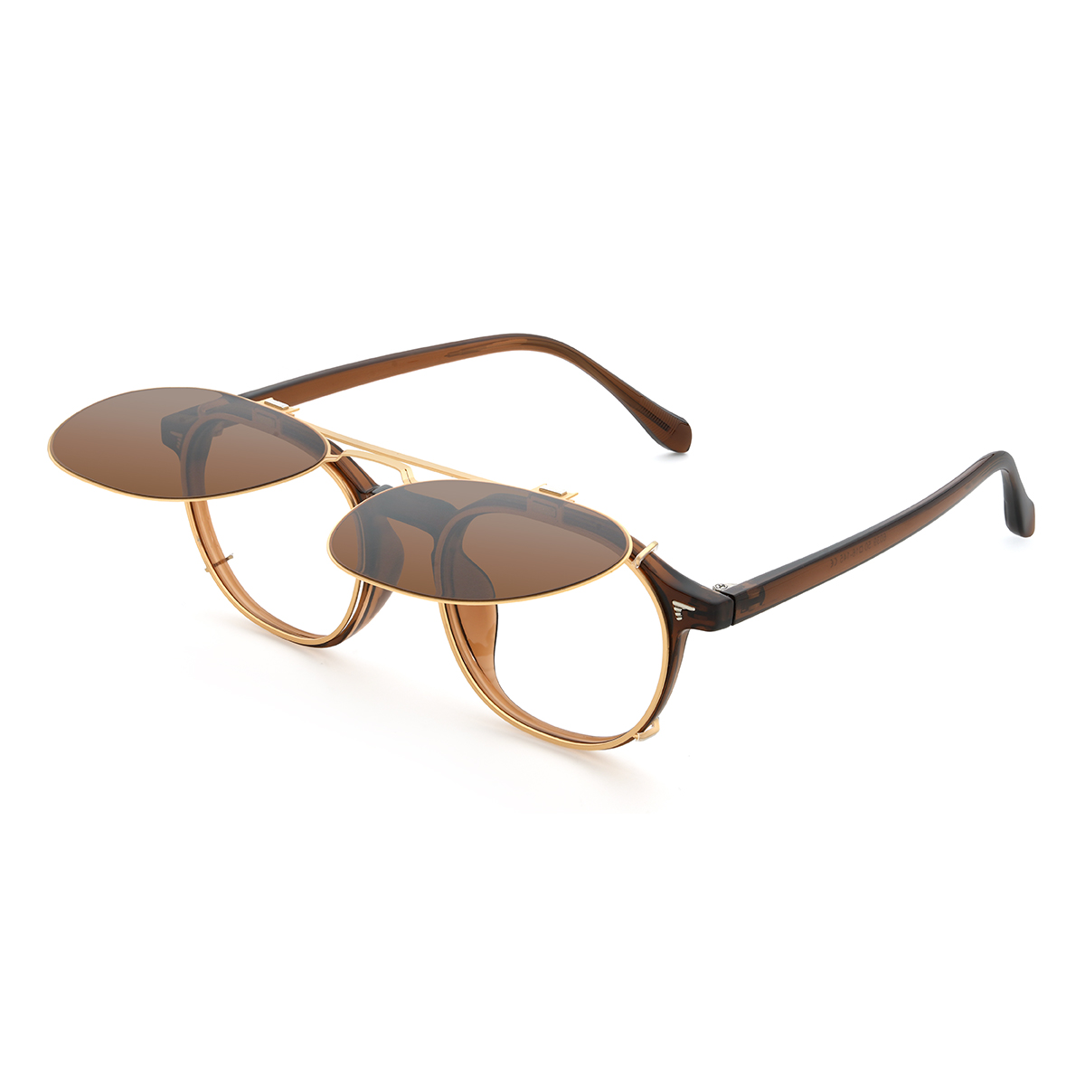 Gold Braun Saeed Brille - Oval Clip-On Sunglasses