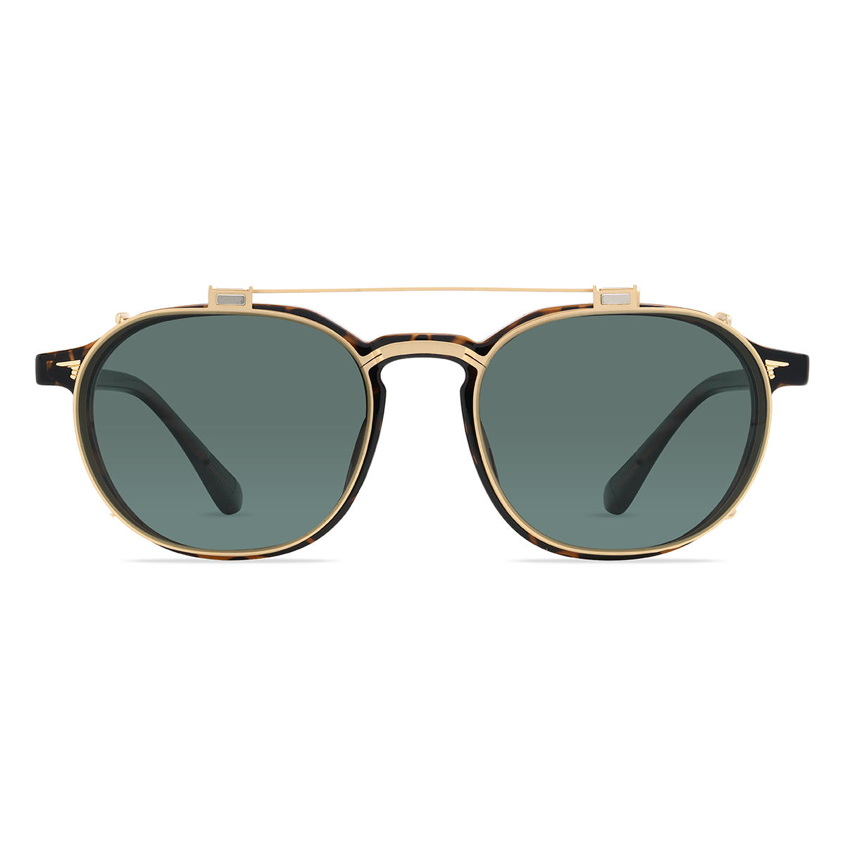 Gold Dunkelgrün Saeed Brille - Oval Clip-On Sunglasses