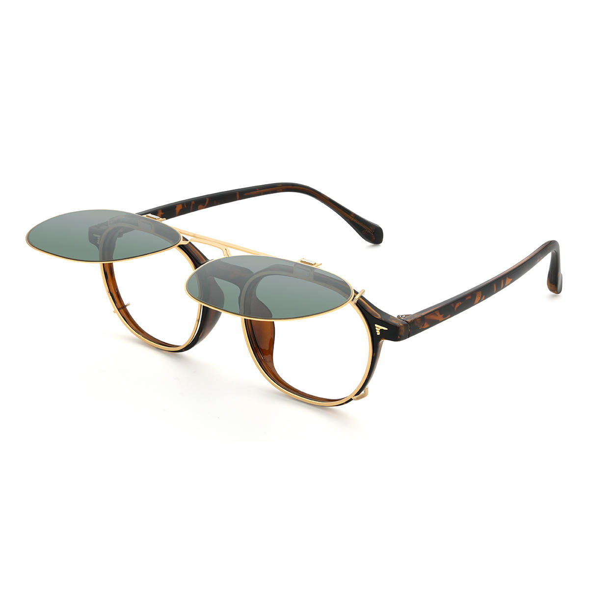 Gold Dunkelgrün Saeed Brille - Oval Clip-On Sunglasses