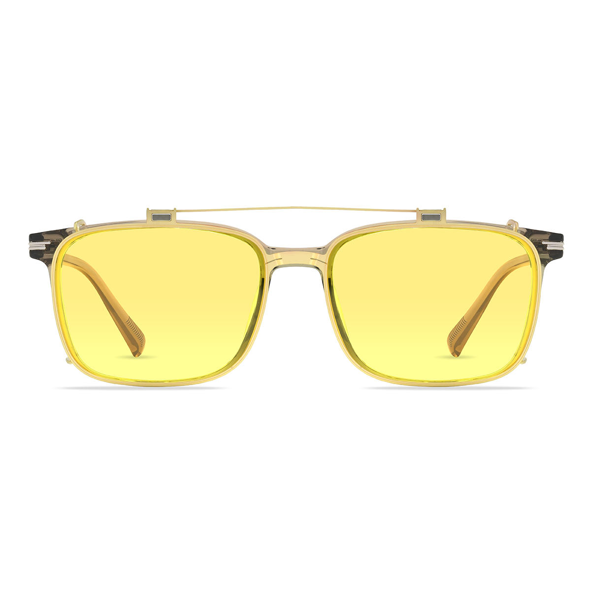 Rose Gold Yellow Markus Glasses - Rectangle Clip-On Sunglasses
