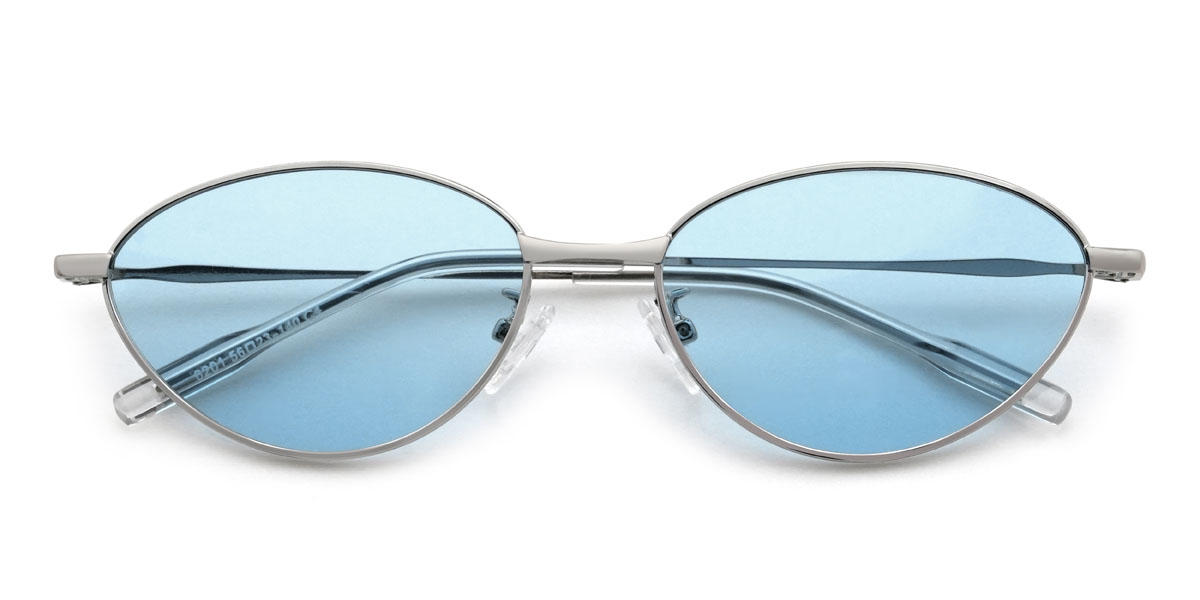 Silber Blau Hnesty Brille - Oval Sunglasses